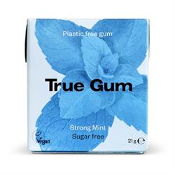 Plastic Free Vegan and Sugar Free Chewing Gum - Strong Mint 21g, True Gum