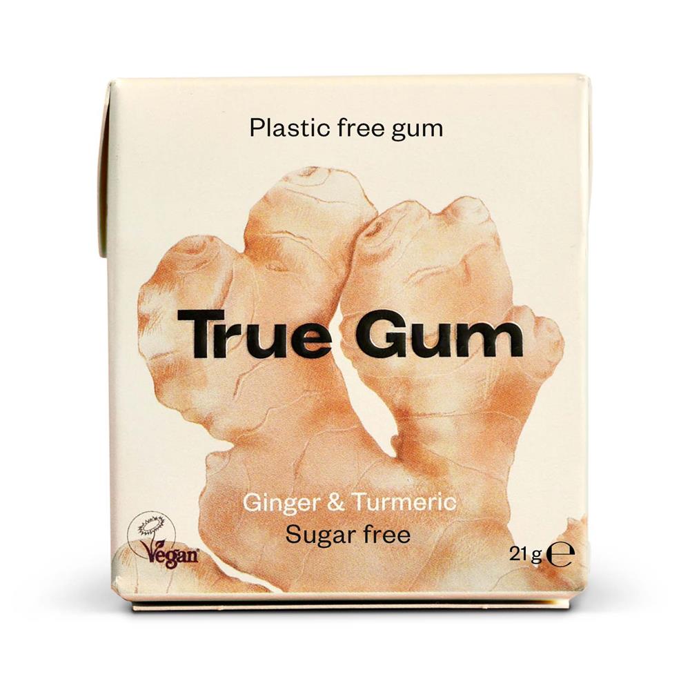 True Gum vegan und zuckerfreier Kaugummi - Ginger & Kurkuma 21g