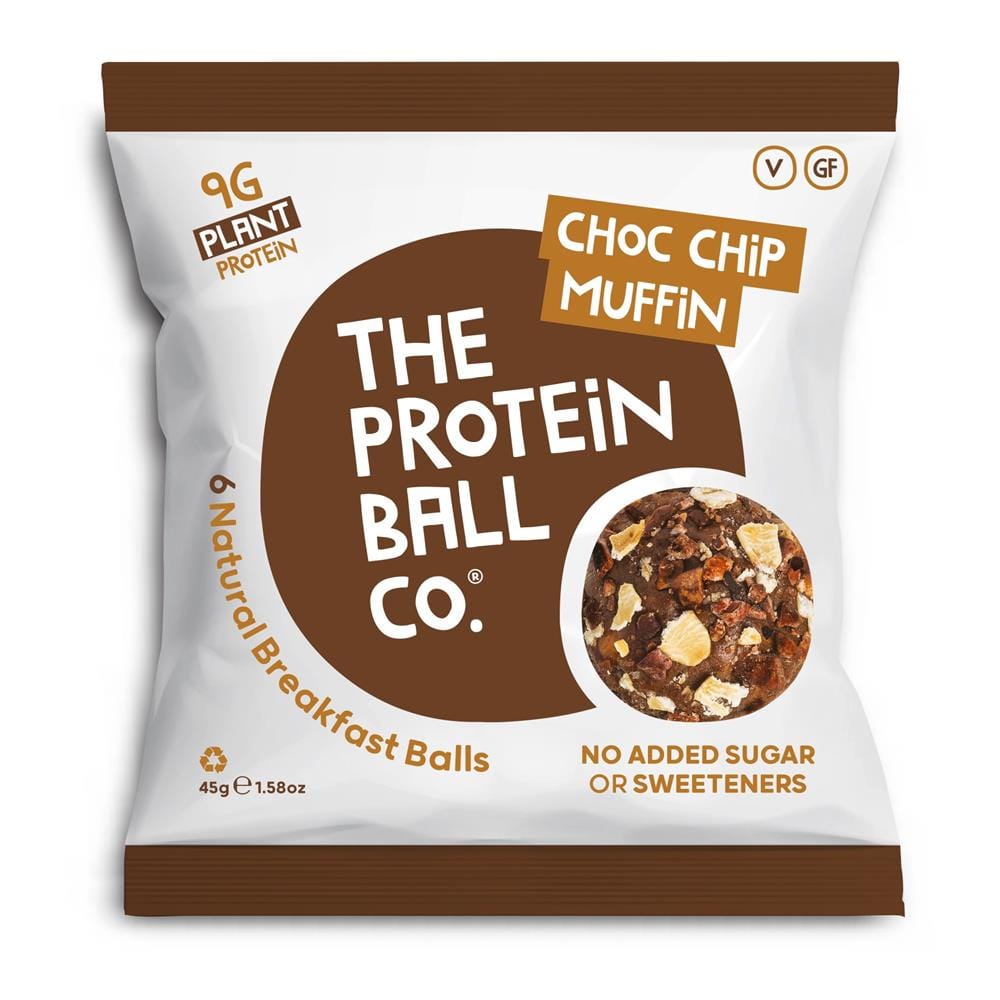 The Protein Ball Co Choc Chip Muffin Protein Breakfast Snack 45g