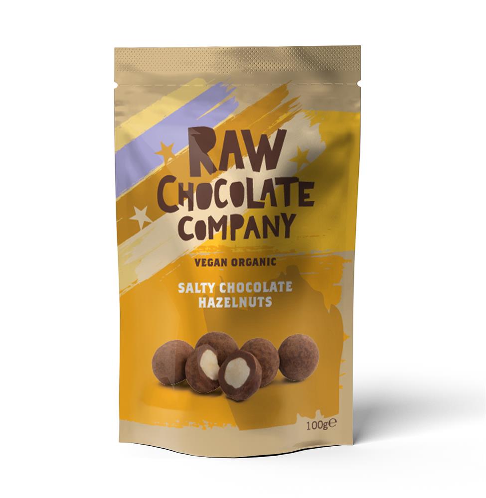 Η Εταιρεία Raw Chocolate Company Organic Salty Chocolate Hazelnuts 100g