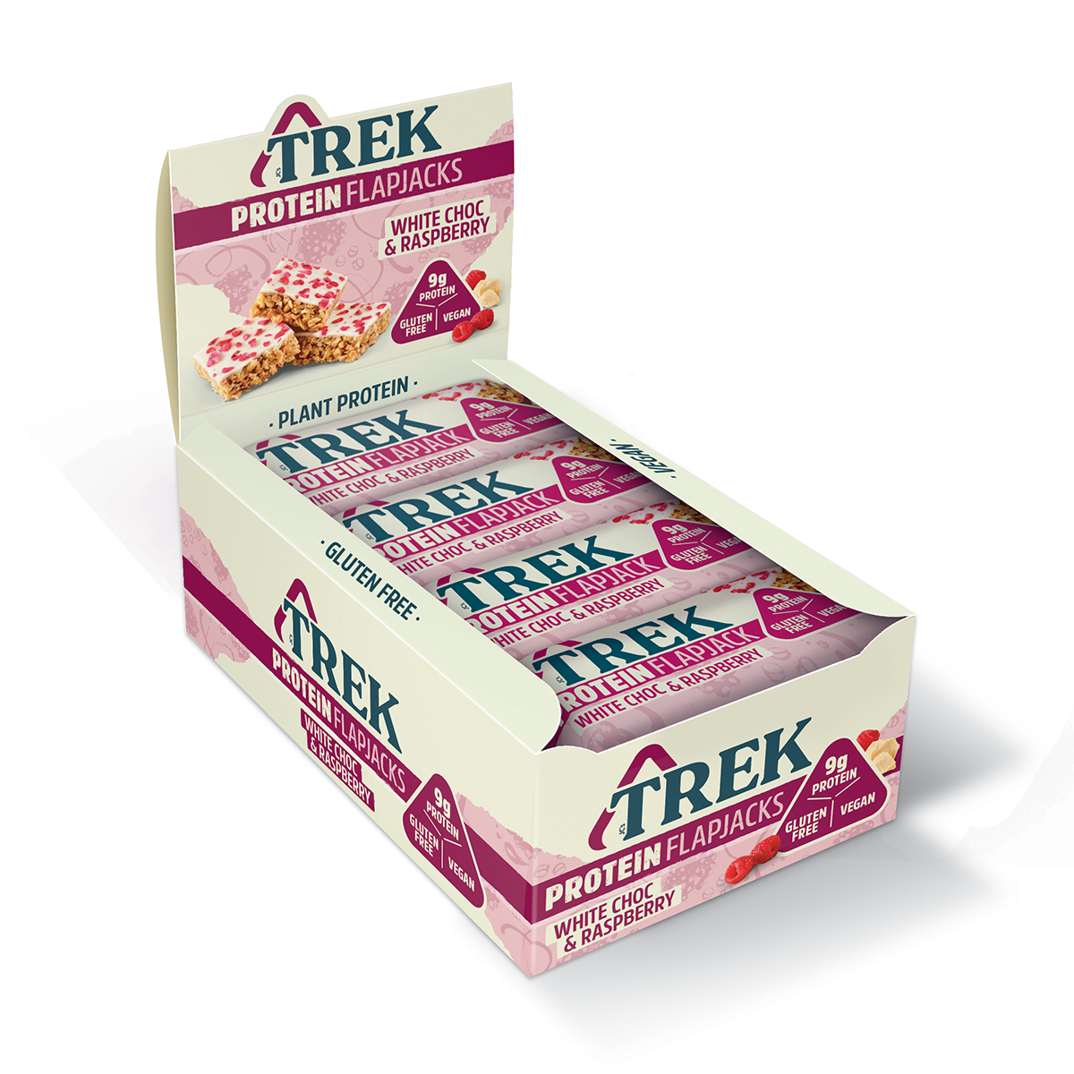 TREK Protein Flapjack 16x50g White Choc & Raspberry