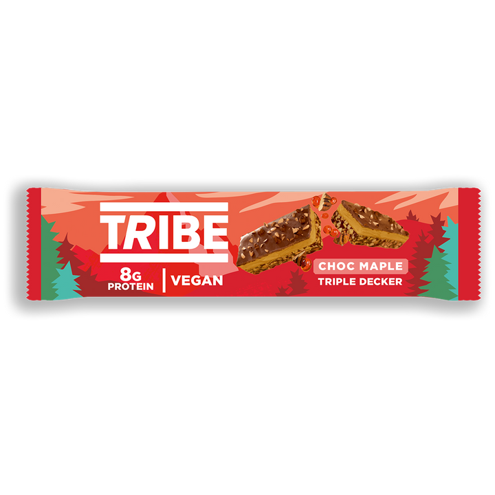 Tribe Nut Butter Triple Decker Plant Protein Bar 12x40g Choc Raspberry