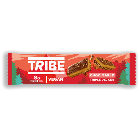 Tribe Nut Butter Triple Decker Plant Protein Bar 12x40g Choc Maple