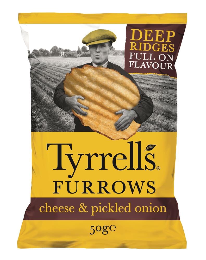 Tyrrells brazde zrele cheddar & luk crisps 150g