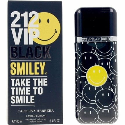 212 VIP BLACK SMILEY by Carolina Herrera 3.4oz. Eau de Parfum Spray Men 100ml