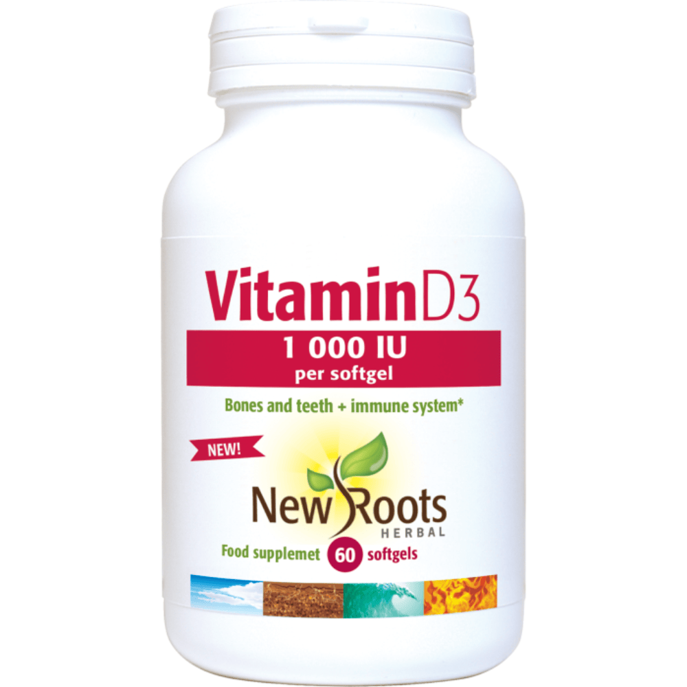 New Roots Herbal Vitamin D3 1,000 IU – 60 Softgels – image 2