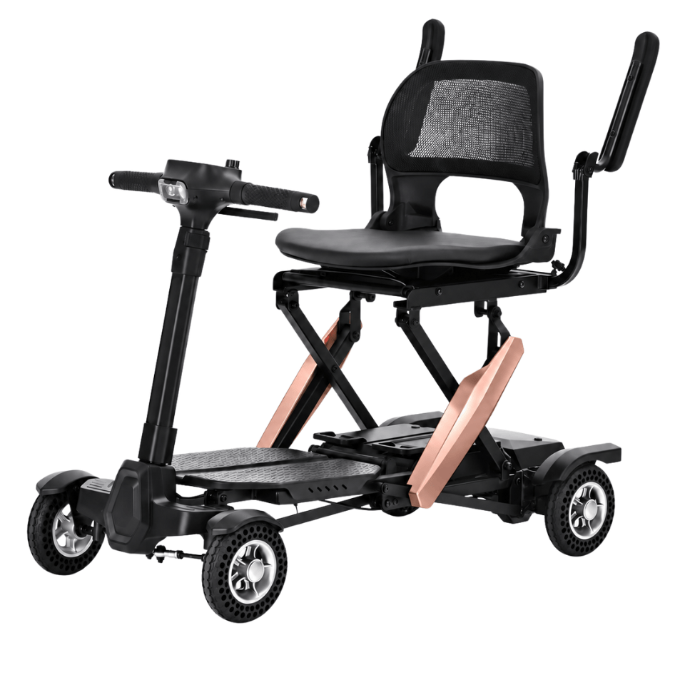 Welzo Veloce Auto automatic folding mobility scooter – Rose Gold