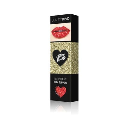 Beauty Blvd Glitter Lips, Cruelty Free, Ruby Slippers All Round Package