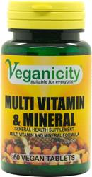 Multi Vitamins & Minerals 60 Vtabs 27 essential nutrients, Veganicity