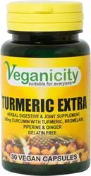 Turmeric Extra 30 Vcaps high Curcumin Bromelain Black Pepper., Veganicity