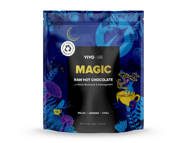 Vivo Magic Raw Hot Chocolate reishillä ja Ashwagandhalla