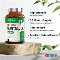 Hemp Seed Oil - 2000mg - 105 day supply, Vitabright