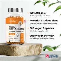 Organic Turmeric Curcumin - 2160mg - 120 day supply, Vitabright