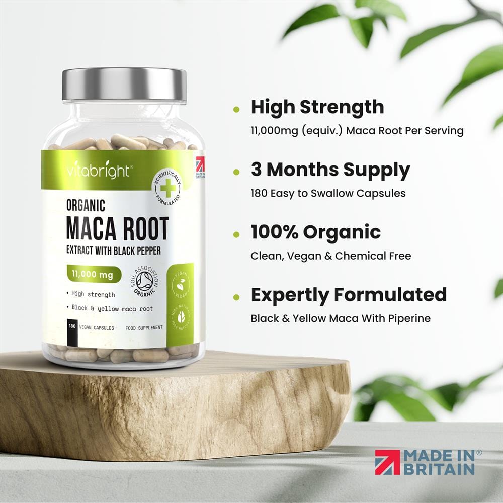 Vitabright Organic Maca Root 11000mg s černým pepřem