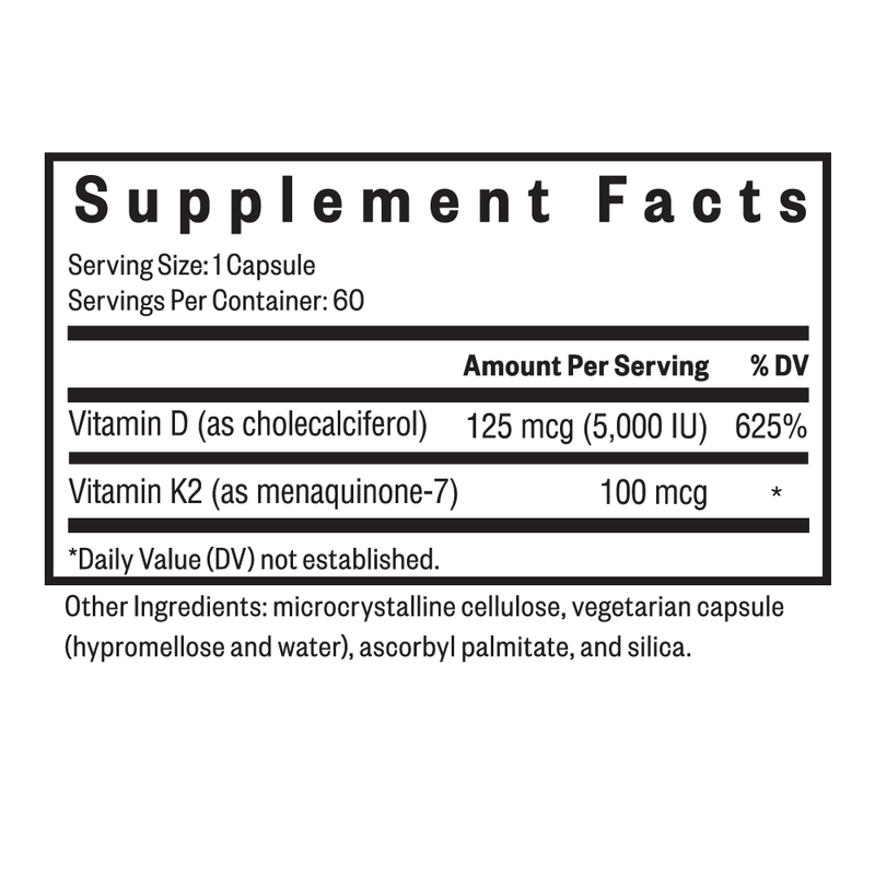 Vitamin D3 (D -3) + K2 - 60 vegetarische Kapseln - Suche nach Gesundheit