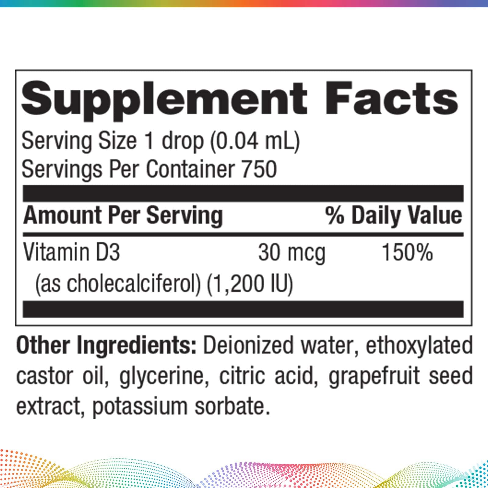 New Beginnings Micellized Vitamin D3 1,200 IU – 30 ml – image 2