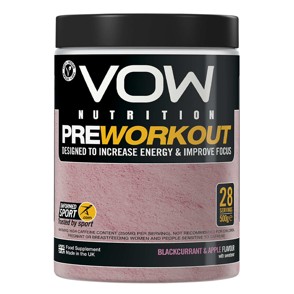 VOW Nutrition Pre Workout 500g Blackcurrant & Apple