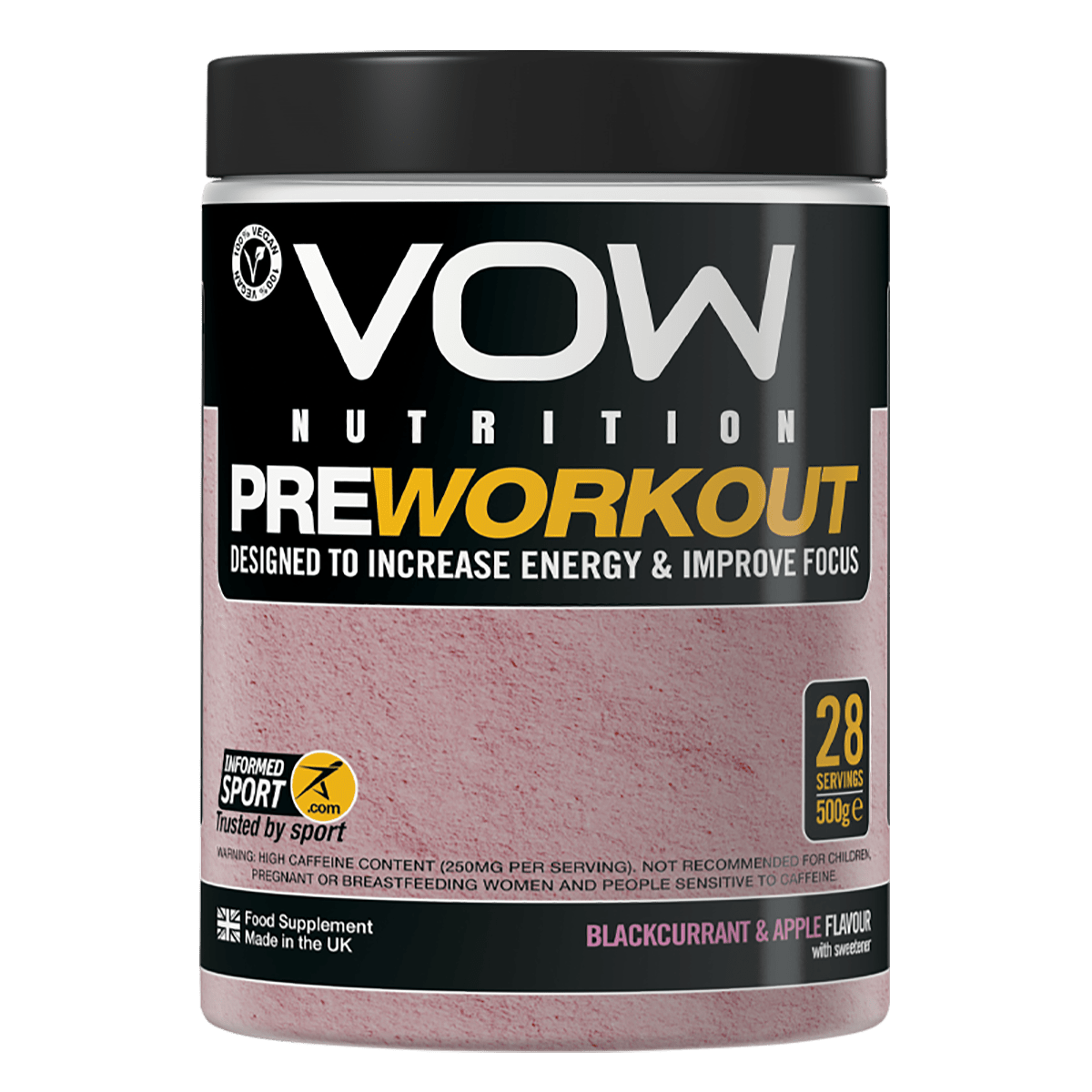 VOW Nutrition Pre Workout 500g Blackcurrant & Apple