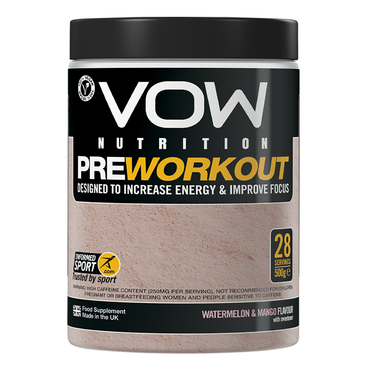 VOW Nutrition Pre Workout 500g Watermelon & Mango