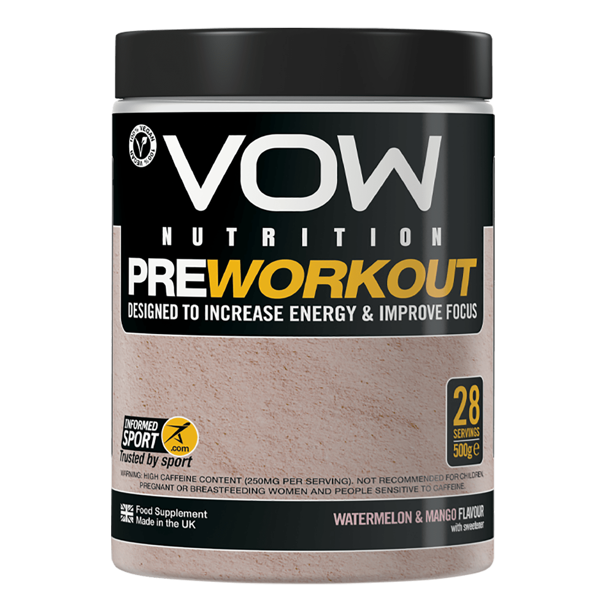 VOW Nutrition Pre Workout 500g Watermelon & Mango