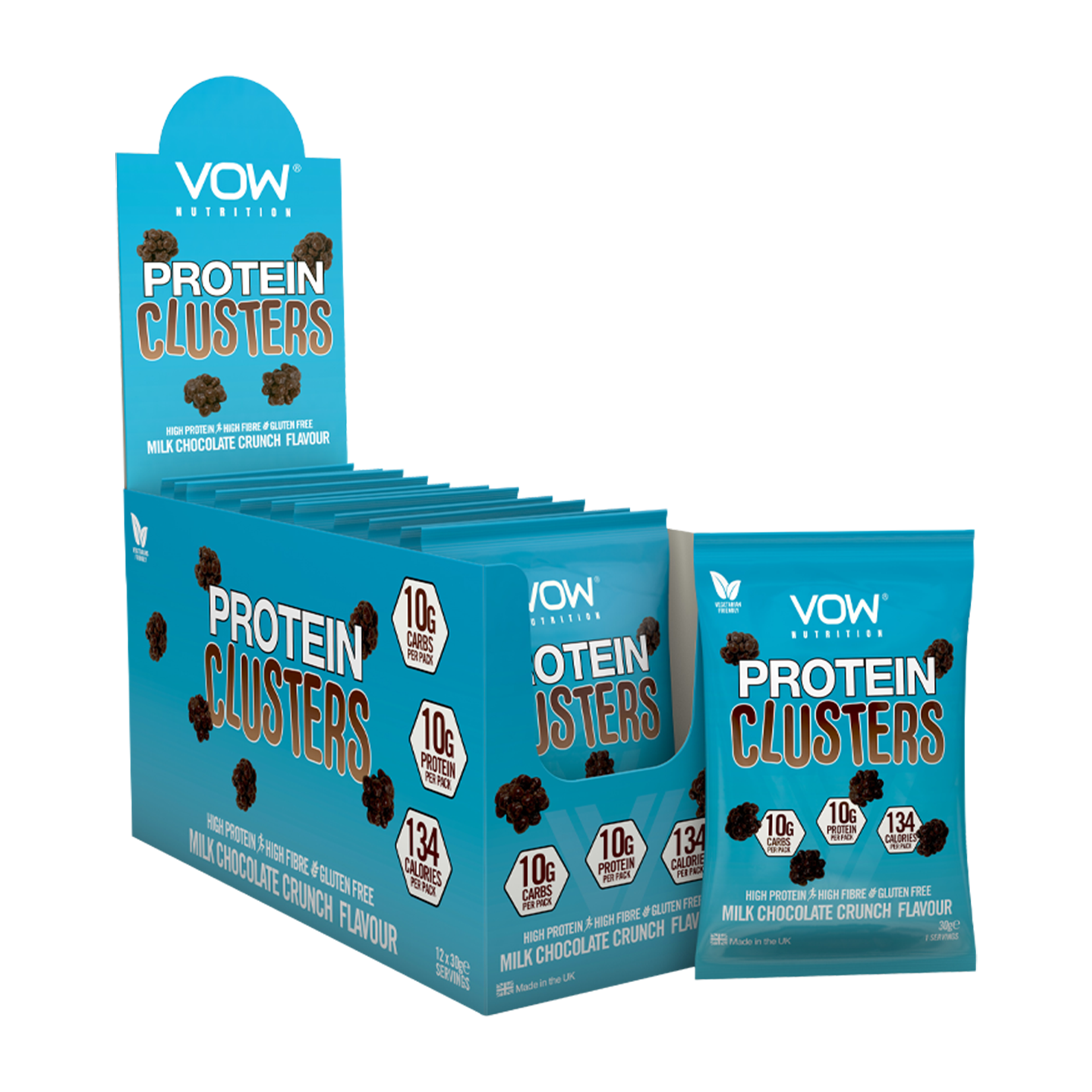 VOW Nutrition Protein Clusters 12x30g Milk Chocolate