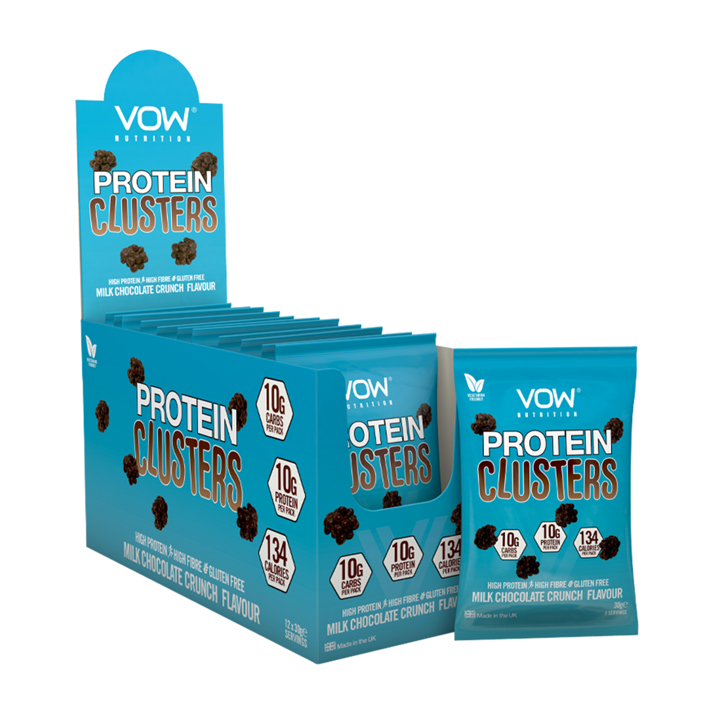 VOW Nutrition Protein Clusters 12x30g Milk Chocolate