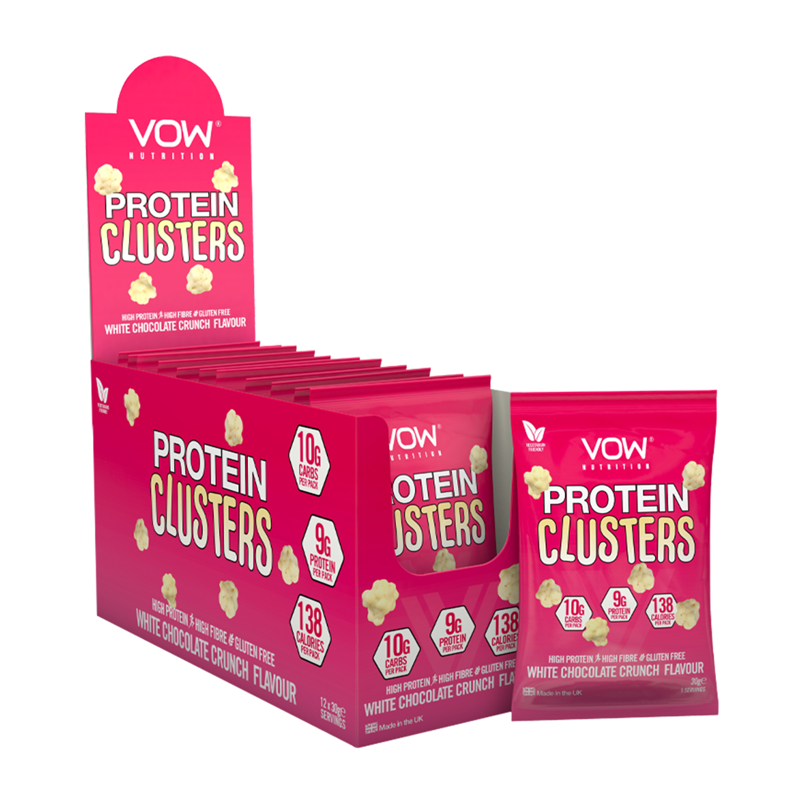 VOW Nutrition Protein Clusters 12x30g White Chocolate