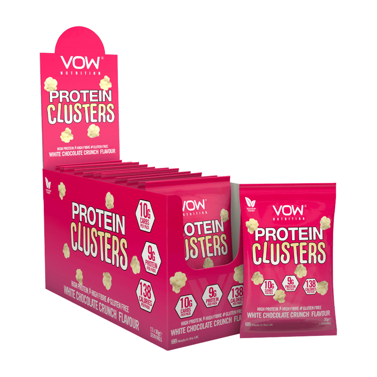 VOW Nutrition Protein Clusters 12x30g White Chocolate