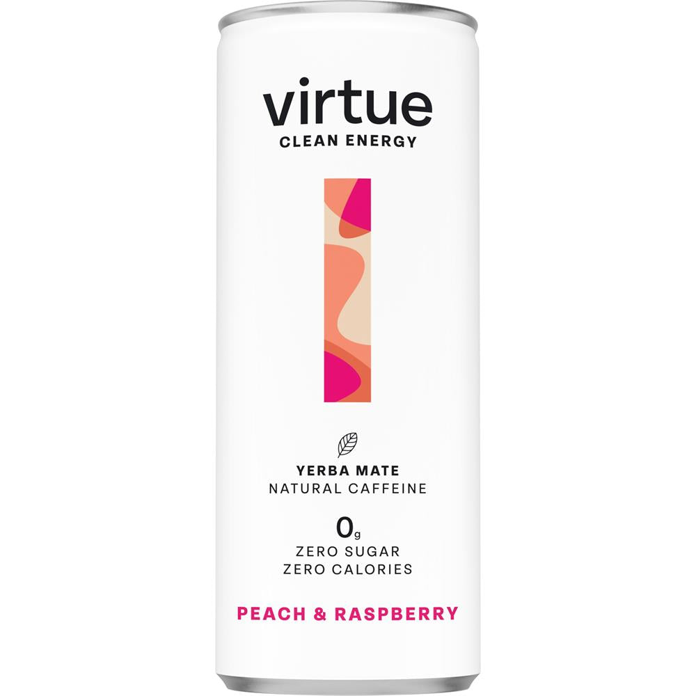 Virtue Drinks Virtue Clean Energy (Yerba Mate Drink) - Peach & Raspberry 250ml