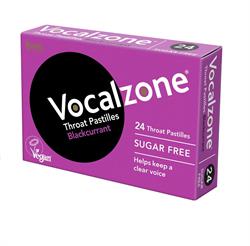 Vocalzone Blackcurrant Sugar Free Throat Pastilles (24 Pastilles), Vocalzone