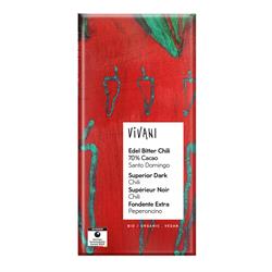 Dark Chilli Chocolate 70% Vegan Organic 100g, Vivani