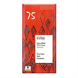 Dark 75% Chocolate Vegan Organic 80g, Vivani