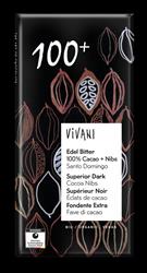 Dark 100+ Chocolate with Cocoa Nibs Vegan Organic 80g, Vivani