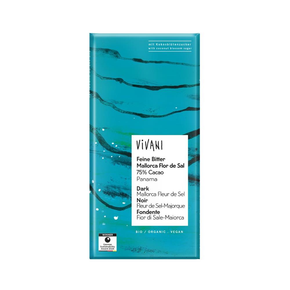 Vivani Dark Salted Chocolate 75% Vegan Organic 80g