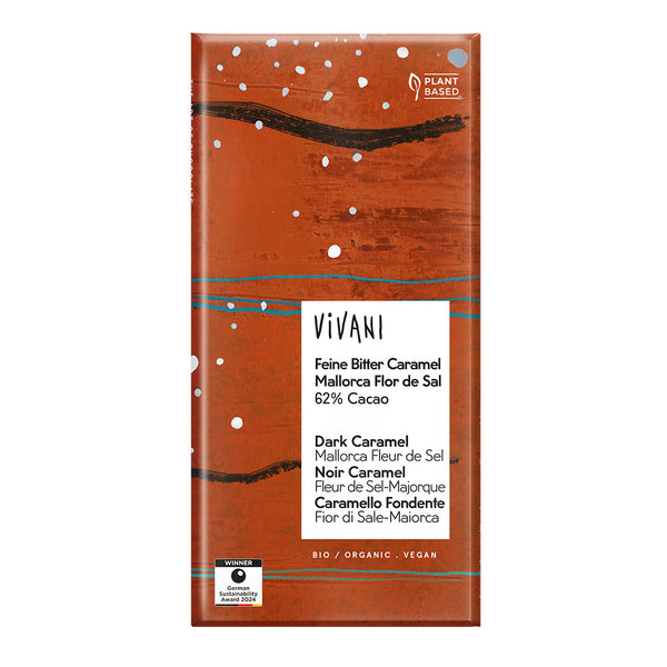 Vivani Dark Caramel Salted Chocolate 62% Vegan Organic 80g