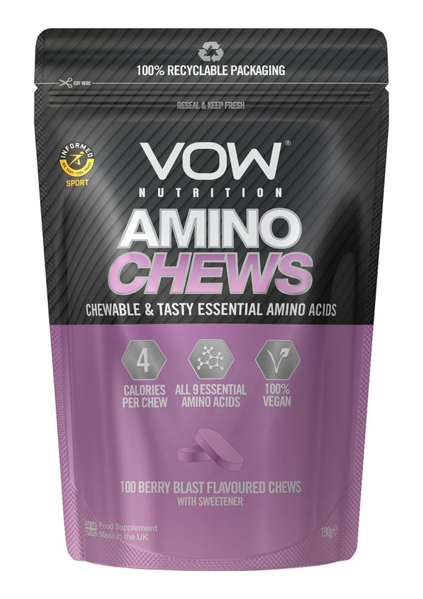 Vow Nutrition Amino Chews Berry - Alimentos SUP com adoçante - 100 mastigam