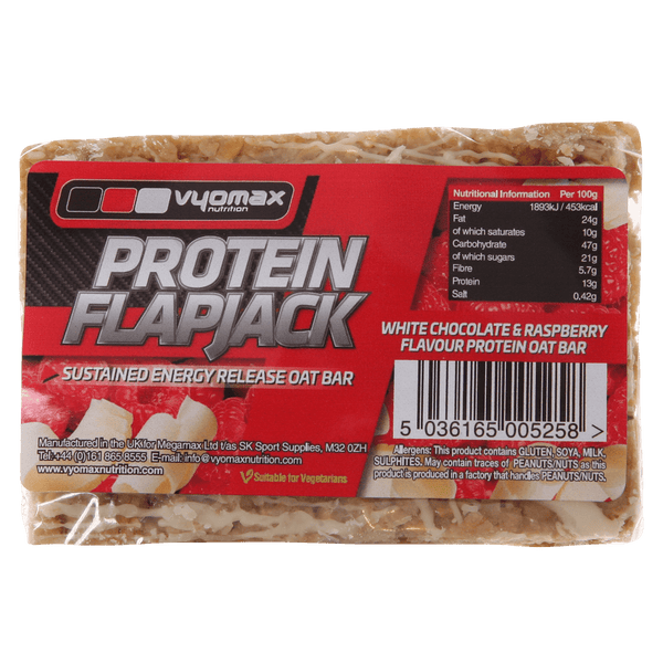 Vyomax Nutrition Protein Flapjacks 12x100g White Chocolate & Raspberry