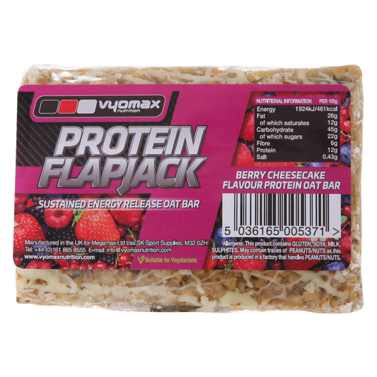 Vyomax Nutrition Protein Flapjacks 12x100g Berry Cheesecake