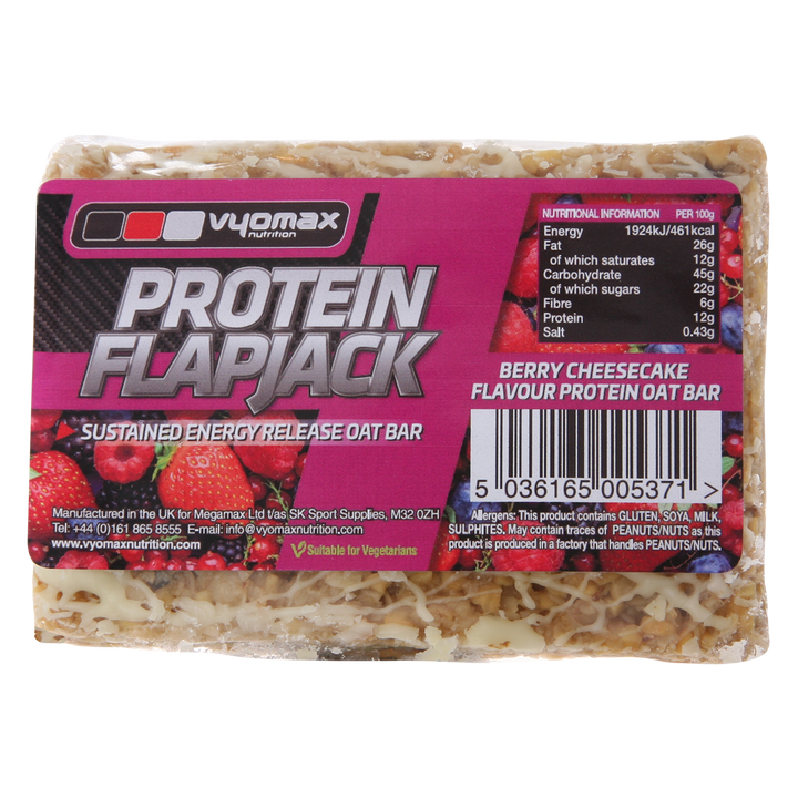 Vyomax Nutrition Protein Flapjacks 12x100g Berry Cheesecake