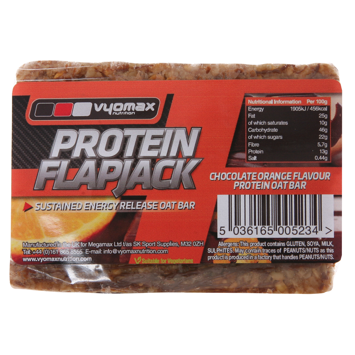 Vyomax Nutrition Protein Flapjacks 12x100g Chocolate Orange