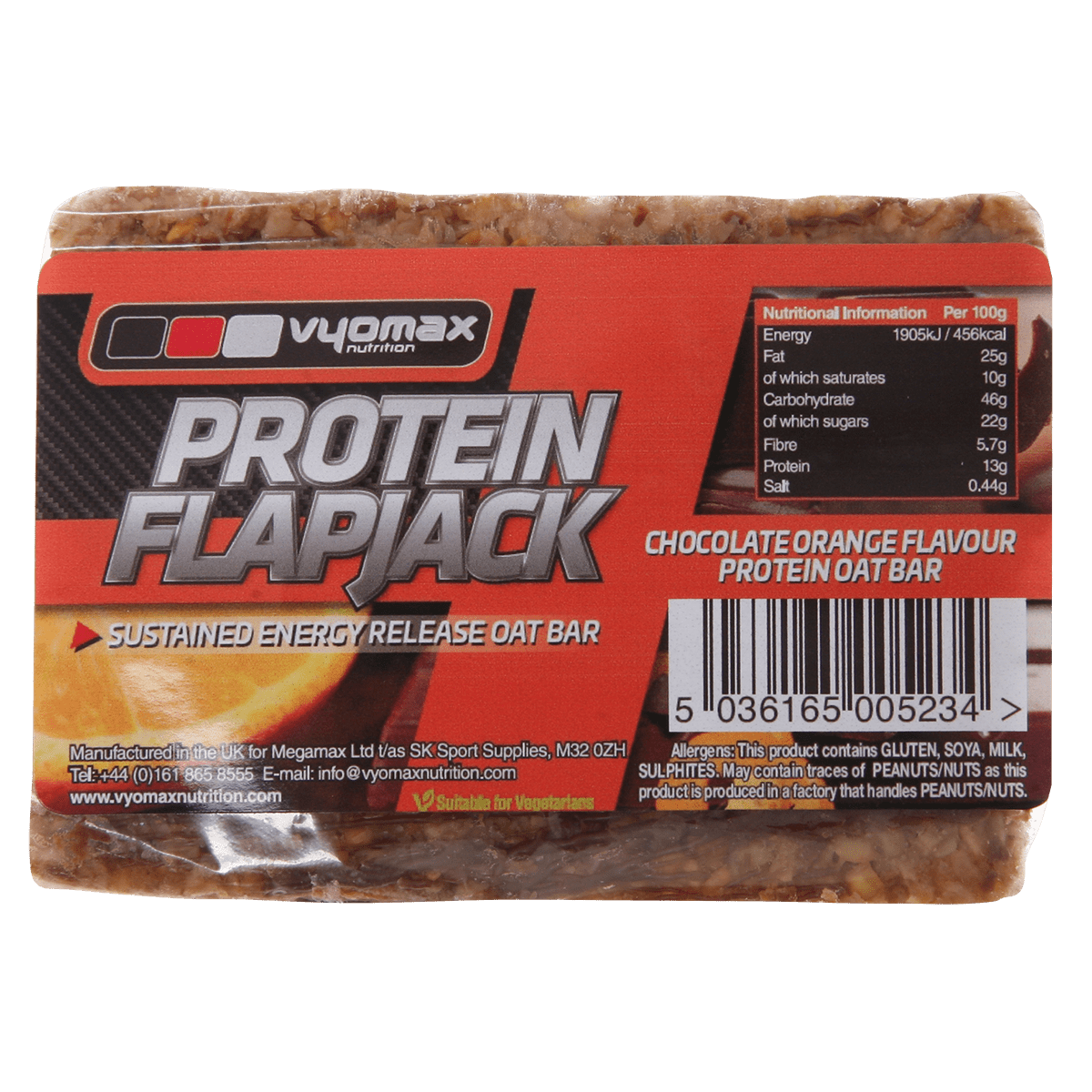 Vyomax Nutrition Protein Flapjacks 12x100g Chocolate Orange