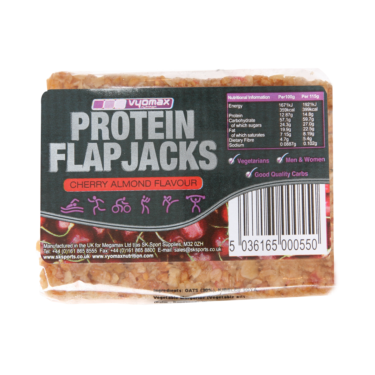 Vyomax Nutrition Protein Flapjacks 12x100g Cherry Almond