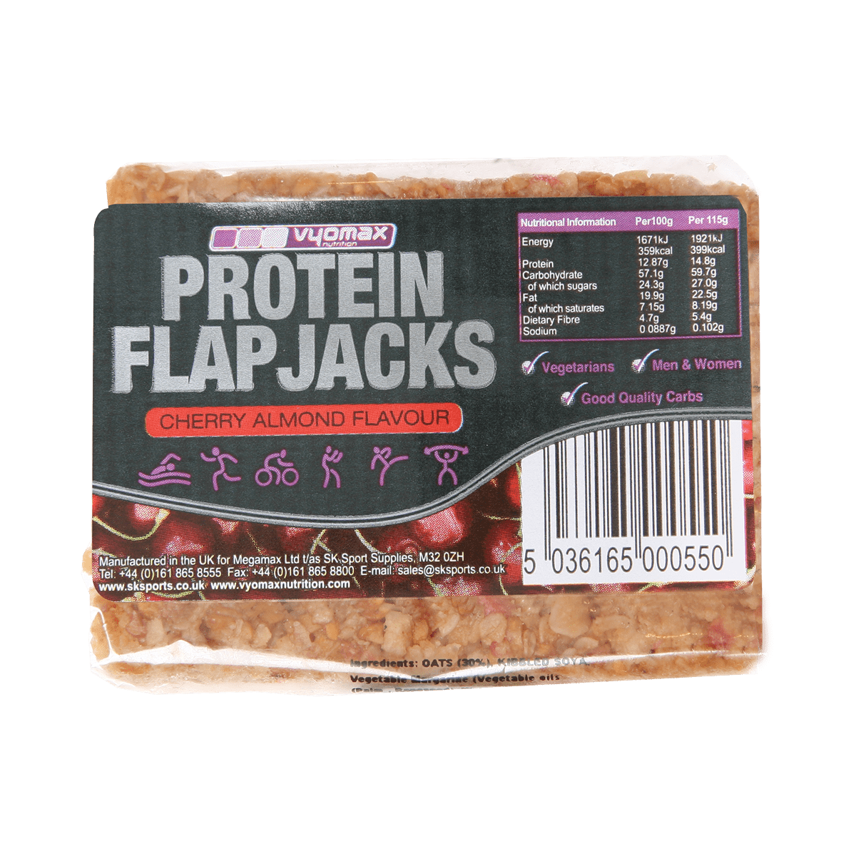 Vyomax Nutrition Protein Flapjacks 12x100g Cherry Almond