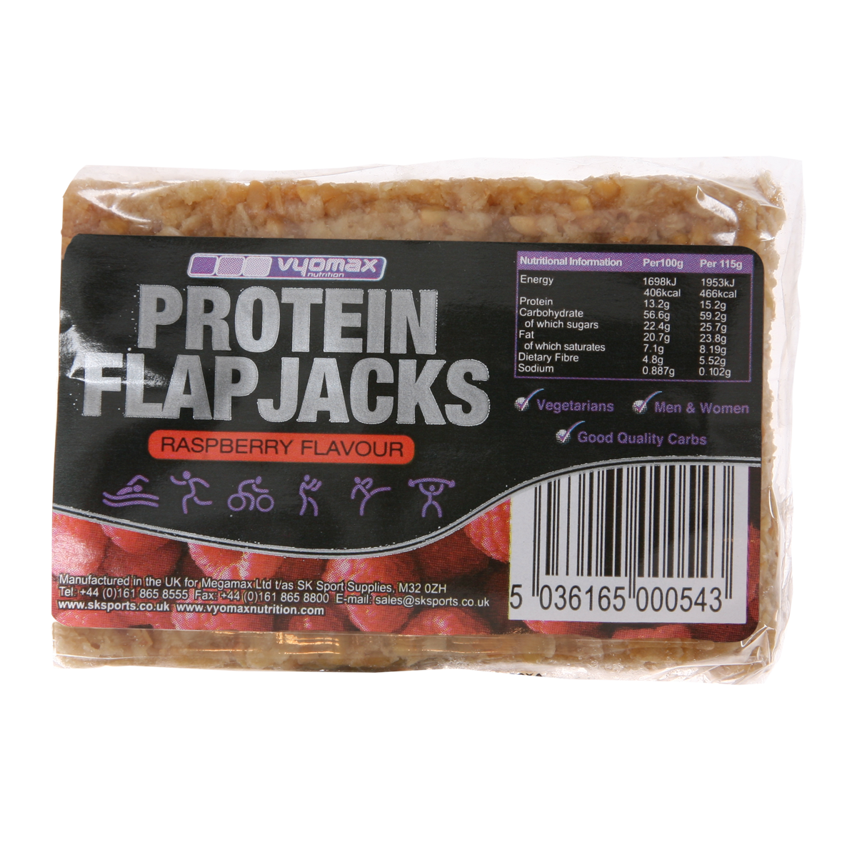 Vyomax Nutrition Protein Flapjacks 12x100g Raspberry