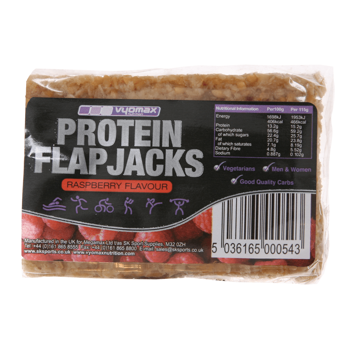 Vyomax Nutrition Protein Flapjacks 12x100g Raspberry