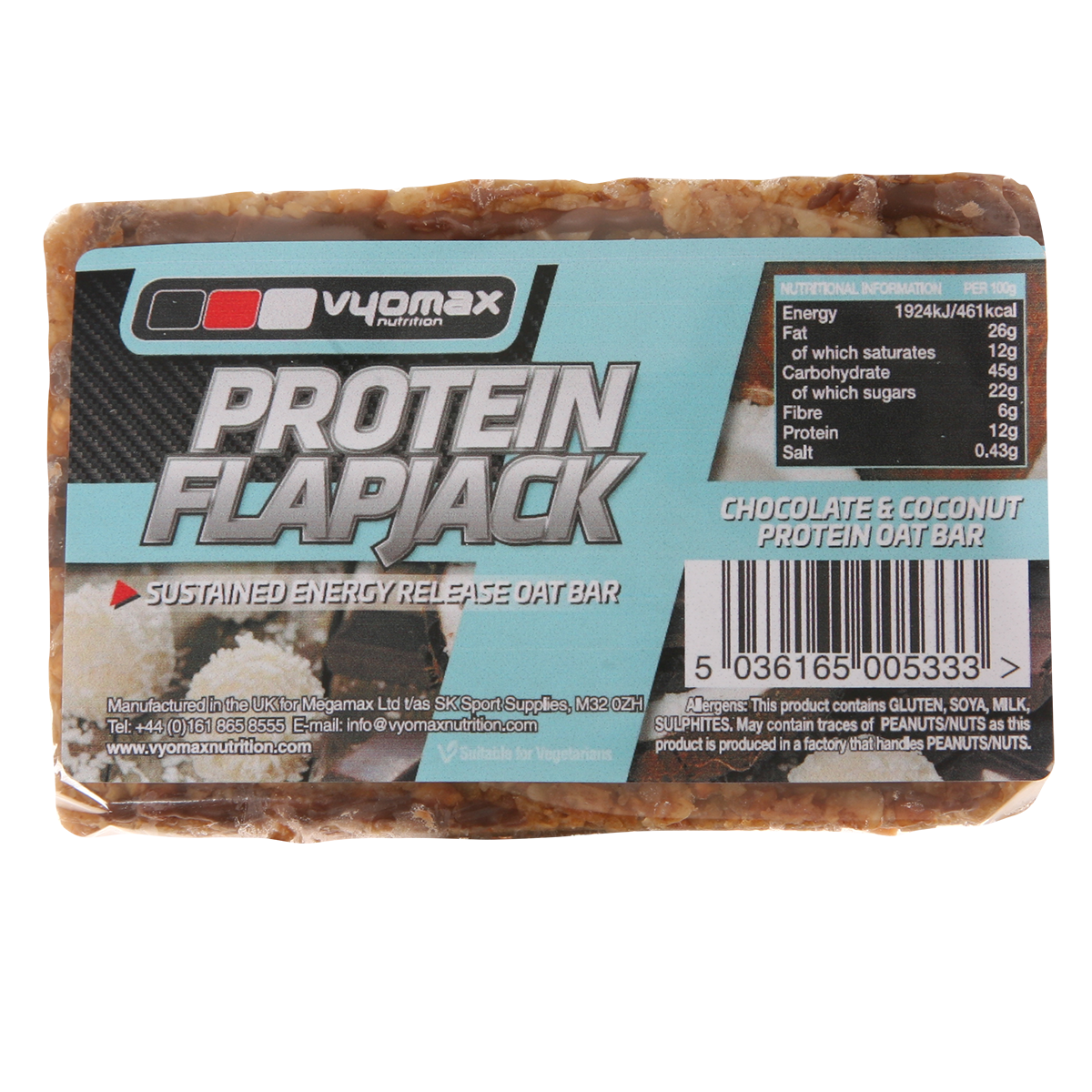 Vyomax Nutrition Protein Flapjacks 12x100g Chocolate Coconut