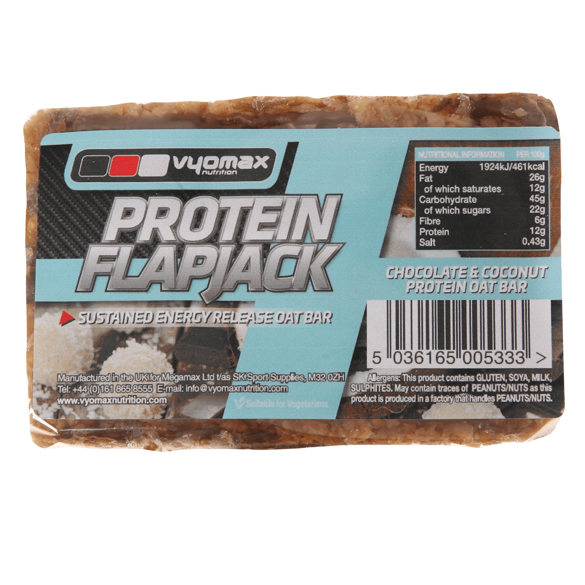 Vyomax Nutrition Protein Flapjacks 12x100g Chocolate Coconut