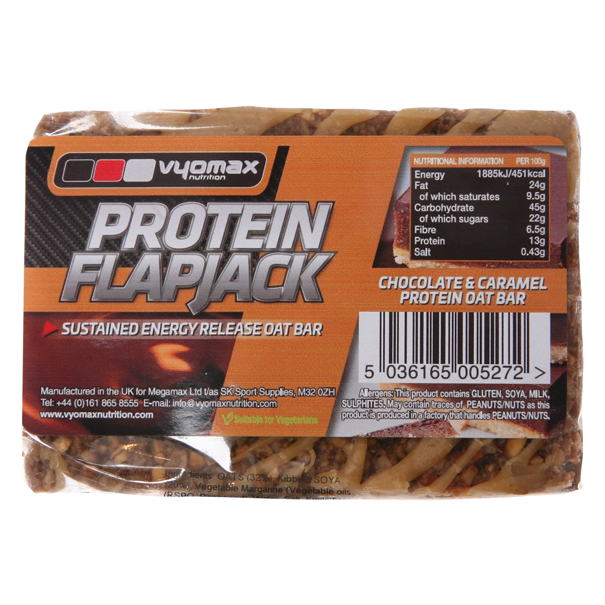 Vyomax Nutrition Protein Flapjacks 12x100g Chocolate Caramel