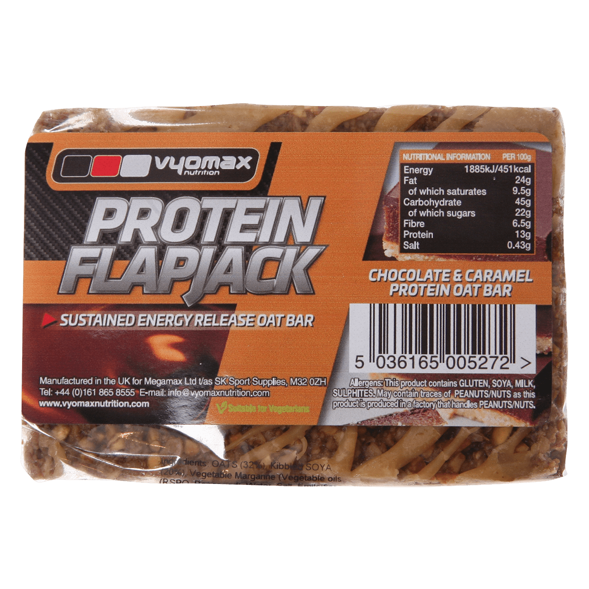 Vyomax Nutrition Protein Flapjacks 12x100g Chocolate Caramel