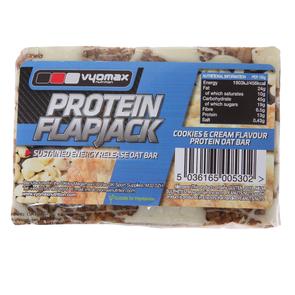 Vyomax Nutrition Protein Flapjacks 12x100g Cookies & Cream